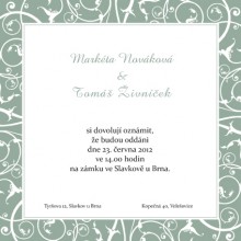 Svatební oznámení tištěné - čtverec - obj. kód OTC009